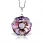 14K Solid White Gold Necklace with Checkerboard Cut Round Amethyst