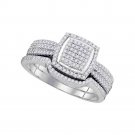 10k White Gold Round Diamond Bridal Wedding Engagement Ring Band Set 1/2 Ctw
