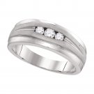 10k White Gold Mens Round Diamond Band Wedding Anniversary Fashion Ring 1/4 Ctw