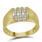 10kt Yellow Gold Mens Round Channel-set Diamond Triple Row Wedding Band Ring