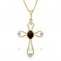 0.57 Carat 14K Solid Gold Cross Necklace Natural Diamonds Garnet