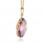 14K Solid Gold Necklace with Checkerboard Cut Round Amethyst