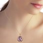 14K Solid Gold Necklace with Checkerboard Cut Round Amethyst