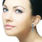 14K Solid Rose Gold Women's Stunningl Dangling Earrings with Natural Blue Topaz