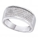 10k White Gold Mens Round Diamond Micropave Wedding Anniversary Band Ring 1/3