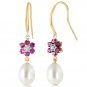 9.01 CTW 14K Solid Gold Fish Hook Earrings Diamond, Amethyst pearl Womens Girls