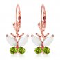 1.39 Carat 14K Solid Rose Gold Butterfly Earrings Opal Peridot