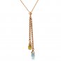 14K Solid Rose Gold Necklace with Blue Topaz and Citrine Fine Fashion Jewelry