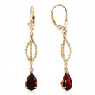 3 CTW 14K Solid Gold Fleur De Lis Garnet Earrings Elegant Layering Jewelry