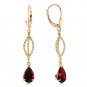 3 CTW 14K Solid Gold Fleur De Lis Garnet Earrings Elegant Layering Jewelry