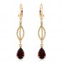 3 CTW 14K Solid Gold Fleur De Lis Garnet Earrings Elegant Layering Jewelry