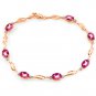 14K Solid Rose Gold Tennis Bracelet withPink Topaz & Diamonds