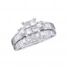 1.00 CT Princess Cut Diamond Wedding Engagement Ring Set 10k White Gold Size 10