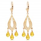 3.75 Carat 14K Solid Gold Chandelier Earrings Natural Citrine
