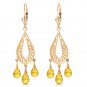 3.75 Carat 14K Solid Gold Chandelier Earrings Natural Citrine