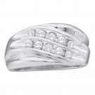 0.50 CT CARAT MENS DIAMOND FASHION WEDDING BAND RING 10K WHITE GOLD SIZE 8-13