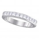 14k White Gold Womens Princess Diamond 4mm Wedding Band Ring 3/4 Cttw