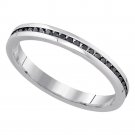 10kt White Gold Womens Round Black Color Enhanced Diamond Wedding Band 1/4 Cttw