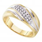 10k Yellow Gold Mens Round Pave-set Diamond Double Row Wedding Band 1/4 Cttw