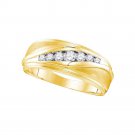 Mens Round Cut Diamond RING Band Wedding Anniversary 10k Yellow Gold 0.39 Carat