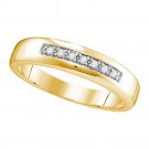 10kt Yellow Gold Womens Round Diamond Single Row Wedding Band 1/10 Cttw