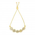 Textured Square Motif Adjustable Bracelet in 14k Yellow and White Gold