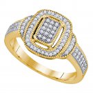 Womens Rectangle Frame Real Diamond Wedding Engagement RING 1/4 Ct Size 5-11