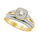 10k Yellow Gold Round Diamond Bridal Wedding Engagement Ring Band Set 1/2 Cttw