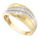 10k Yellow Gold Mens Round Channel-set Diamond Diagonal Double Row Wedding Band