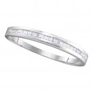 10k White Gold Womens Baguette Diamond Wedding Anniversary Band 1/6 Cttw