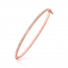 14k Two-Tone Gold Textured Center Slender Bangle Womens Genuine Fashion Bracelet