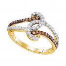 10k Yellow Gold Womens Enhanced Brown Diamond Wedding Band Ring 1/2 CT Size 5-11