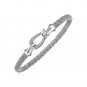 Narrow Popcorn Texture Bracelet with Hook Clasp and Diamonds in Sterling Silver