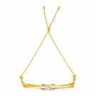 Adjustable Friendship Bracelet with Infinity Motif in 14k Yellow and White Gold