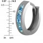 1.2 Ct 14K Solid White Gold Hoop Huggie Earrings Blue Topaz Cute Fashion Jewelry