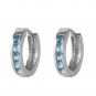 1.2 Ct 14K Solid White Gold Hoop Huggie Earrings Blue Topaz Cute Fashion Jewelry