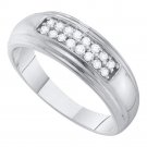 10K White Gold Round 2-Row Diamond Mens Wedding Anniversary Ring Band 1/4 Ctw