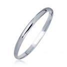 Real Solid 14k White Gold Dome Children's Bangle Bracelet with a Polished Finish