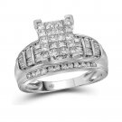 14kt White Gold Princess Diamond Cluster Bridal Wedding Engagement Ring Size 6