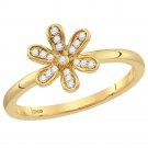 14k Yellow Gold Womens Round Diamond Flower Floral Stackable Band Ring 1/10 Cttw