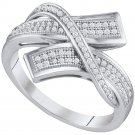 10k White Gold Dazzling Women's Round Diamond Crossover Bypass Band 1/4 Ct