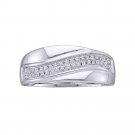 14kt White Gold Womens Round Diamond Contour Row Band Ring 1/6 Cttw