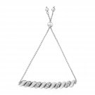 Adjustable Twist Motif Bracelet with Diamonds in Sterling Silver
