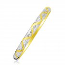 Classic Womens 10k Two-Tone Gold Textured Zigzag Style Bangle Fashion Bracelet
