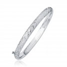 Real Solid 14k White Gold Weave Diamond Cut Dome Children's Bangle Bracelet