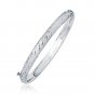 Real Solid 14k White Gold Weave Diamond Cut Dome Children's Bangle Bracelet
