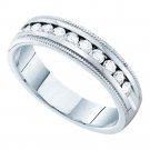 14k White Gold Womens Round Channel-set Diamond Single Row Wedding Band 1/2
