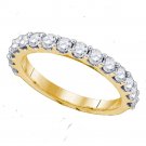 14kt Yellow Gold Womens Round Pave-set Diamond Single Row Wedding Band 1/4 Cttw