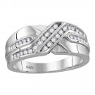 10k White Gold Mens Round Diamond Two Row Wedding Anniversary Band Ring 1/4