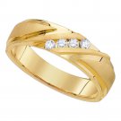 0.25 CT 10K YELLOW GOLD MENS WHITE DIAMOND SOLITAIRE WEDDING BAND RING SIZE 8-13